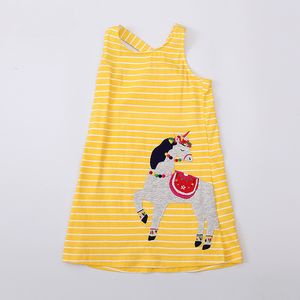 Sommer Kinderkleid für Mädchen Sommer Mode niedte gestreifte gelbe gelb gestickte, reines, ärmelloses Kleid von Baumwollwäsche