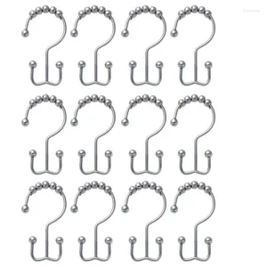 Shower Curtains Rust-Resistant Metal Double Hooks For Bathroom Curtain Rod Set Of 12