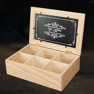 Storage Bottles Wooden Tea Box 6 Grids Multifunctional With Lid Bag Holder For Home Cabinet Kitchen Decor Organization