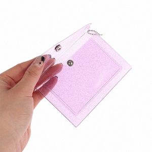 Glitter transparent vattentät PVC Women Card Case Busin Card Holder Men Kreditkort Bag ID Mini Plånbok Jelly Coin Purse G4CT#