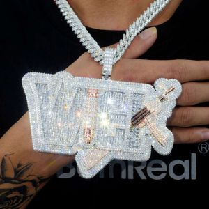 No.1 Factory VVS Moissanite Diamond Pendant Necklace Iced Out Hip Hop Letter Name Pendant Chain For Men Custom Fine Jewelry