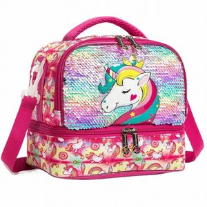 Lunchtasche für Kinder, zwei Fächer, Kühltasche für Jungen, Reise-Lunch-Tasche mit verstellbarem Riemen, isolierte Lunchbox, Schulkind a2EF #