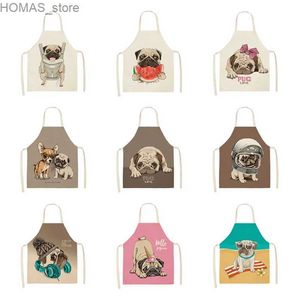 Aprons Cute Cartoon Animal Puppy Print Apron Pet Dog Couple Apron Waterproof Cooking Barbecue Kitchen Decoration Accessories Apron Y240401