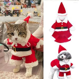 犬のアパレルペット猫クリスマス服冬の温かい衣装面白いサンタクロースドレスアップジャケット子猫クリスマスイヤーパーティー衣装ギフト