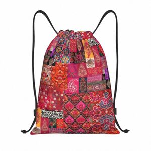 Personalizado boêmio tradicional oriental marroquino estilo colagem saco de cordão feminino masculino leve esportes ginásio mochila armazenamento t169 #