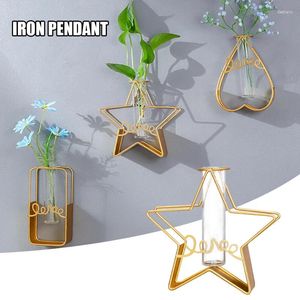 Vasos Home Decor Wall Pendurado Plantador Terrário Vidro Criativos Recipiente Hidropônico de Metal para Escritório