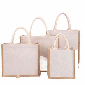 burlap Jute Tote Shop Bag Vintage Reusable Grocery Wedding Birthday Gift Bag Handmade Bags Ladies Handbags c8lQ#