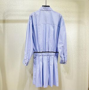 Camisa listrada Frenchma e azul, design de camisa de manga comprida feminina, vestido único e exclusivo