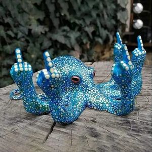 Sculptures Octopus Sculpture Luminous Resin Octopus Statue Outdoor Garden Landscape Ocean Fluorescence Octopus Figurines Home Decoration