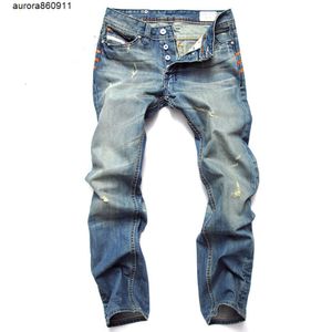 Designer-Jeans für Herren, hellblau, schmale Passform, lässige, lockere Baumwollhose