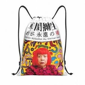 Yayoi Kusama Art Prounding Backpack Women Mężczyzn Sport Gym Sackpack Składana torba treningowa worka n0xh#