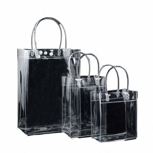 Mulheres Clear Tote Bag PVC Transparente Bolsa com Alça Ombro Praia Trendy Bolsa De Reg Shop Bags para Senhoras W3Ev #