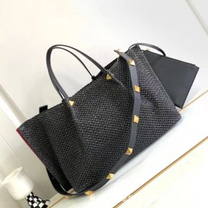 Europe and the United States style vintage hand shopping bag woven Tote leather shoulder bag high-end atmosphere seprecision detailed factory direct sales a1