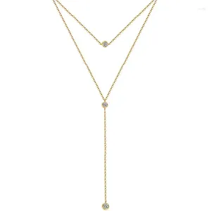 Pendanthalsband Minamama Simple Y Shape Design Rostfritt stål Tunnkedjan Kristallhalsband för kvinnor Rhinestone Choker smycken