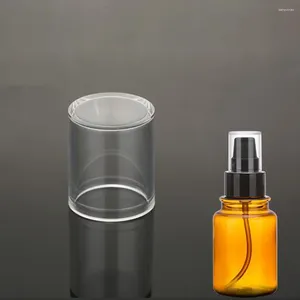 Bottiglie di stoccaggio 4 pezzi Contenitore dispenser per bottiglie di lozione in plastica marrone trasparente con tappi a pressione per shampoo Detergente per la pelle