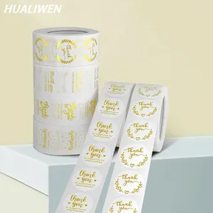 Present Wrap 500st Gold Round Stickers Scrapbook Stationery etikett handgjorda med kärlek tack för