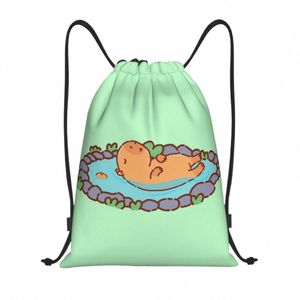 Komik Banyo Capybara Drawstring Sırt Çantası Spor Spor Salonu Sackpack String Bag Yürüyüş U8KU##