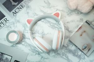 Cuffie per cuffie Censi Moecen Cat Orees Bluetooth Cumo Bianco Stile di animazione bianco Wireless + Wireo Girl Music Game Cuffia