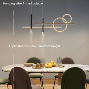 Modern minimalism LED Pendant Lamp för matsal köksbord bar vardagsrum sovrum balck design tak ljuskrona ljus