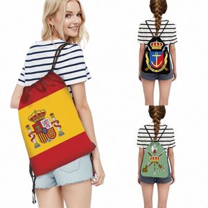 Espanhol Legi Espanola Bandeira Impressão Drawstring Bag Avy Armada Mochilas para Viagem Saco de Armazenamento Adolescente Outdoor Daypack Book Bags n3cO #
