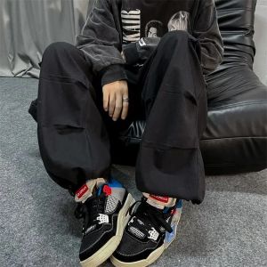 Houzhou svarta lastbyxor för män överdimensionerade lastbyxor manlig grön lös casual japansk streetwear hiphop ficka stor storlek