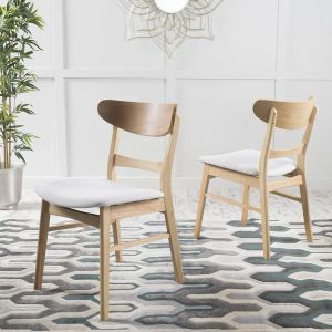Christopher Knight Home Idalia Dining Chairs, 2-Pcs Set, Light Beige / Oak Finish
