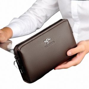 Kangaroo Luxury Brand Men Clutch Bag Leath Lg Purse Pas Pas Mey Bag Busin Wristlet Phe Wallet Male Casual Handy Bags 68x8＃