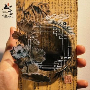 Window Stickers Ink Chinese Style Lotus Tape Ancient Landscape Design Flödande collage och dekorativa material