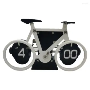 テーブルクロックホームベッドルームの寮リビングルームオフィスデスクトップデコレーションレトロスタイルのための自転車型フリップ時計