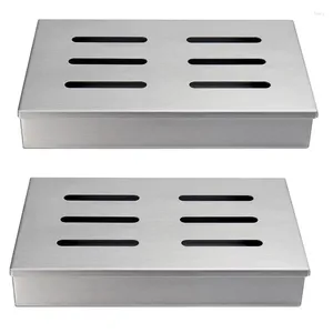 Tools Promotion! 2Pcs Stainless Steel Cold Smoke Box BBQ Grill Accessories Wooden Chips Square Smoker Generator Outdoor