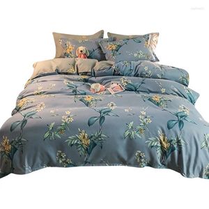 Bedding Sets Thickened Customized Frosted Printed Flower Cotton Soft Comfort Bed Sheet Quilt Cover Four Piece Set