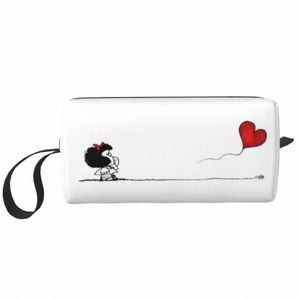 Mafalda Ballo Heart Makeup Bag Women Travel Cosmetic Organizer Kawaii Quino Manga Carto Storage Toatetry Påsar Dopp Kit Case D860#
