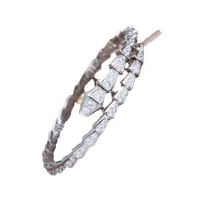 Designer Sier Torque Bangle Bambu Benarmband för kvinnor Justerbar serpentin Full Diamonds Armband 3 Färger Casual Party Gift SMEEXKE