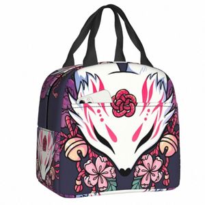 custom Fox Spirit Kitsune Lunch Bag Thermal Cooler Insulated Lunch Box for Women Kids School Work Picnic Food Tote Ctainer B8AX#