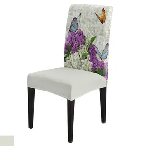 Sandalye Çiçekler Buket Kelebek Kapak Seti Mutfak Yemek Streç SPANDEX KOLTUK Slipcover için Ziyafet Düğün Partisi