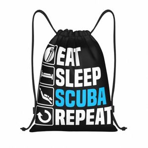 custom Funny Eat Sleep Scuba Diving Drawstring Backpack Bags Women Men Lightweight Diver Gym Sports Sackpack Sacks for Training m8hv#