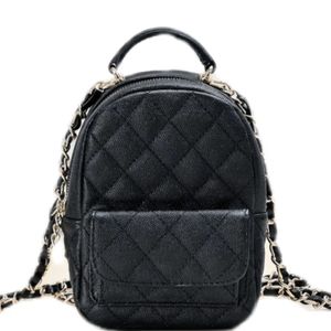 Projektantka Kobiet Mini Schoolbag Classic Fashion Wysokiej jakości ziarniste krowi luksus 1: 1 Bag łańcuchowy Retro Advanced Sense