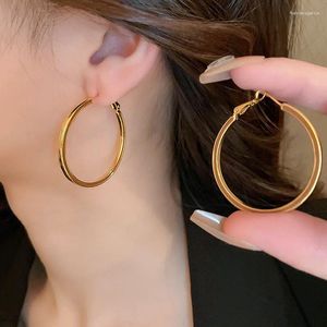 Hoop Earrings Minimalist Dripping Oil Round Circle For Women Exaggerated Light Luxury Simple Jewelry