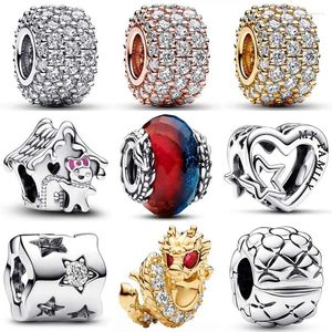 Loose Gemstones Sparkling Pave Triple-row Gingerbread House Family Heart & Star Bead 925 Sterling Silver Charm Fit Fashion Bracelet Diy