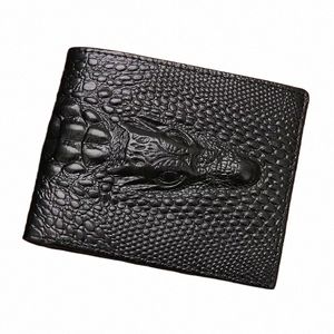 Krokodilleder Brieftasche Männer 100% echtes Leder Kleiner Reißverschluss Kurze Männer Brieftaschen Kreditkarteninhaber Münzfach Geldbörse Alligator C1J7 #