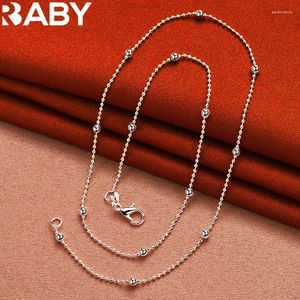 Catene URBABY Collana a catena con piccole perle lisce in argento sterling 925 per regalo di gioielli per feste di fidanzamento di nozze da donna