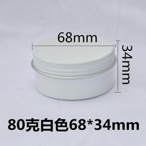 Aufbewahrungsflaschen, 80 ml, 80 g, Kosmetik, rundes Schraubgewinde, Aluminiumgehäuse, leer, weiß, Gesichtscreme, Metallblechtopf, feste Kerzen, Parfümgläser