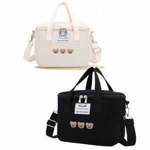 FI Bär Mittagessen Taschen Frauen Mädchen Große Kapazität Leinwand Schulter Crossbody Infant Thermo Lunch Box Tragbare Lebensmittel Lagerung Taschen U8yJ #