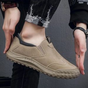 Shoes Breathable Waterproof Shoes Men Slip Resistatnt Work Sneaker Casual Loafers Leather Slipon Walking Light Shoes for Men Fashion