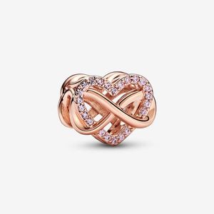 Aile Sonsuzluk Pembe Kalp Takımı Pandoras 925 STERLING Gümüş Lüks Cazibe Set Seti Yapımı Gül Altın Boncuklu Takılar Tasarımcı Kolye Orijinal Hediye Kutusu