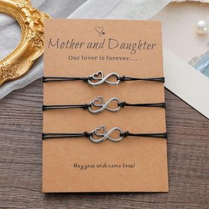Charm Bracelets 2024 Mother And Daughter Card Bracelet Versatile 8-character Alloy Love Weaving Wholesale