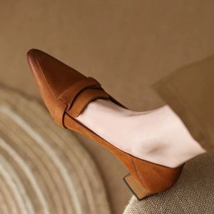 Pumpy damskie retro spiczaste palec butów obcasowe dla kobiet płytkie mokasyny damskie obcasy buty do pracy pojedyncze buty