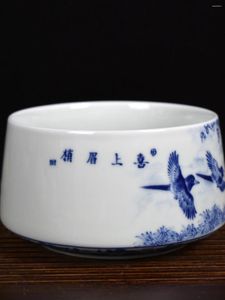 Set di stoviglie Jingdezhen Set di penne per il lavaggio del tè in ceramica antica blu e bianca di Jingdezhen Pezzi di ricambio per lavabo per grandi famiglie