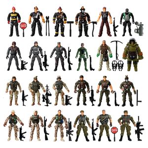 4インチ陸軍男性特殊部隊兵士消防士アクションフィギュアプレイセット軍事兵器モドルおもちゃのための子供のクリスマスギフト240328