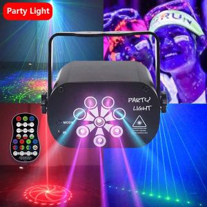 RGB LED Disco Stage Lights USB UV Effekt Ljudkontroll Laserprojektorlampa inomhus DJ Club Bar Wedding Birthday Party Lighting